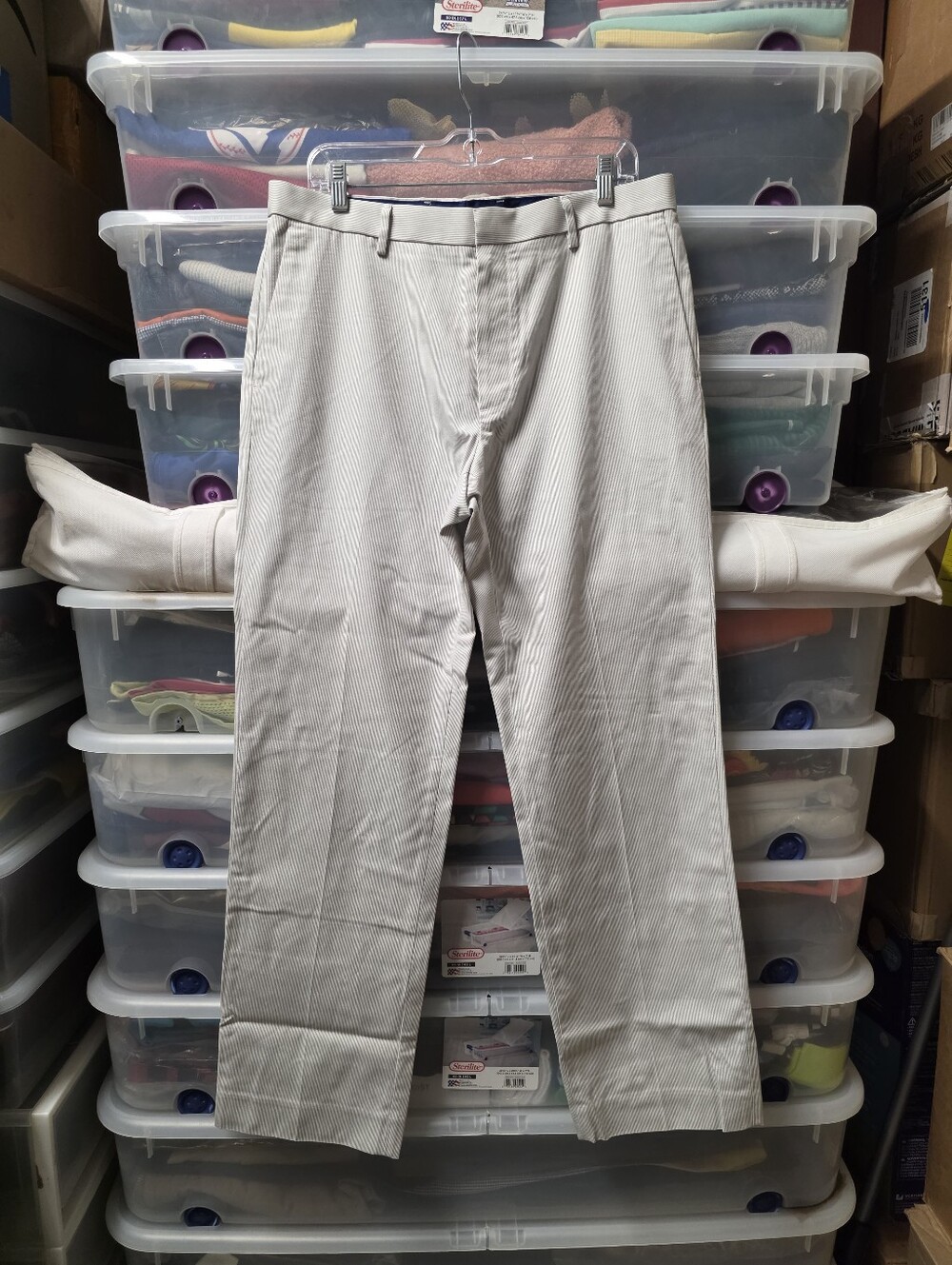 Banana Republic Men’s Gray Cotton Twill Dress Pants Non-Iron Slim Straight 34x32